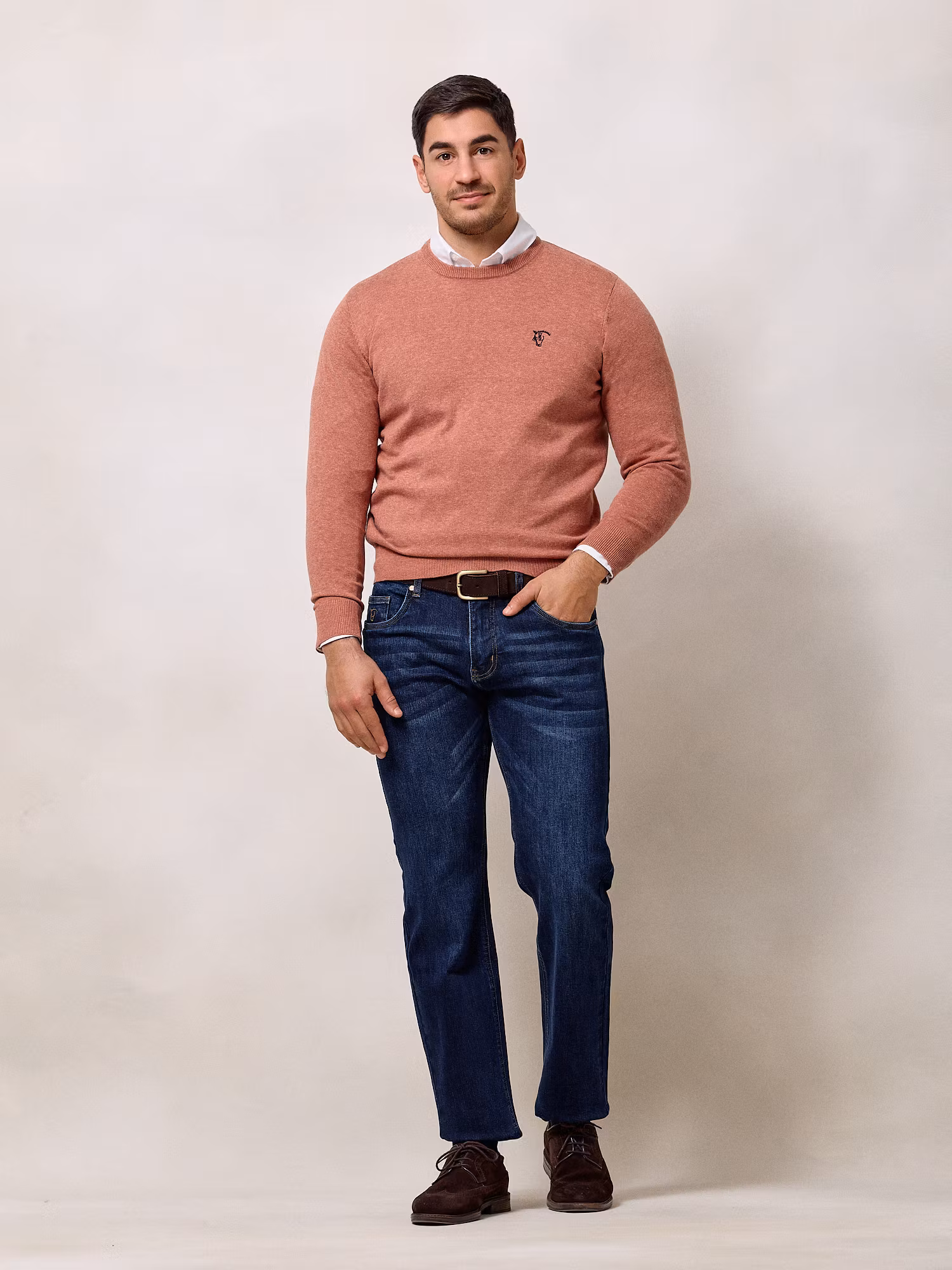 Round neck sweater | Terracotta