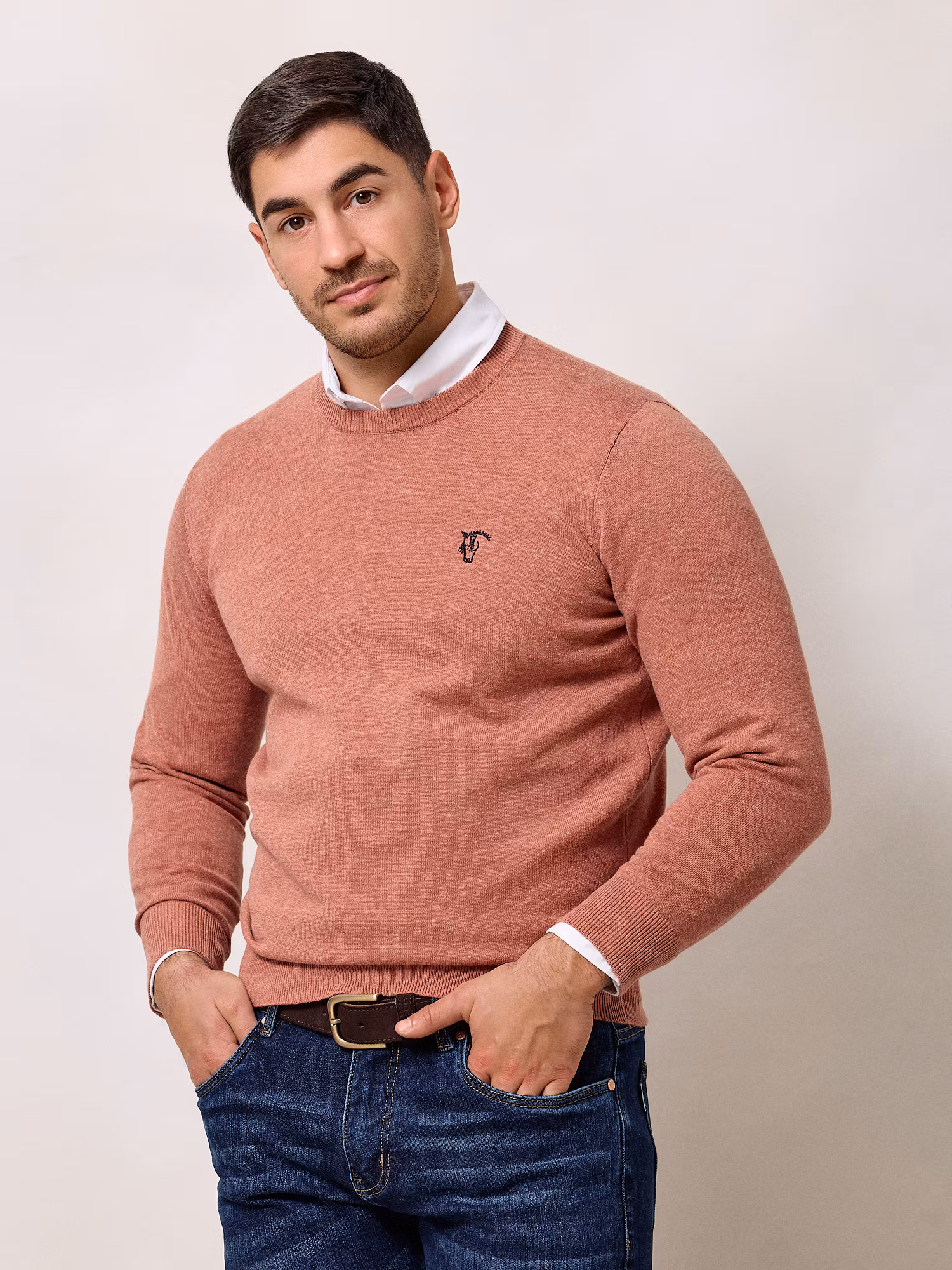 Round neck sweater | Terracotta