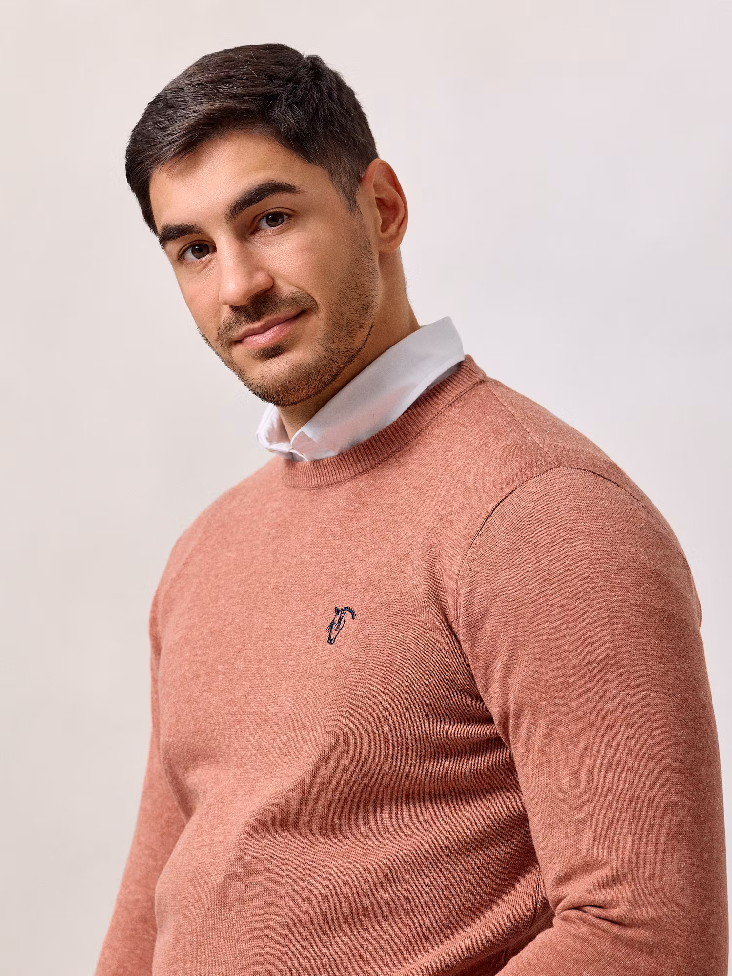 Round neck sweater | Terracotta