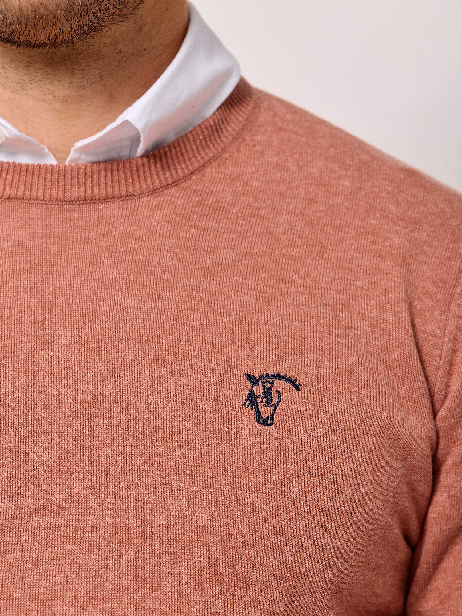 Round neck sweater | Terracotta