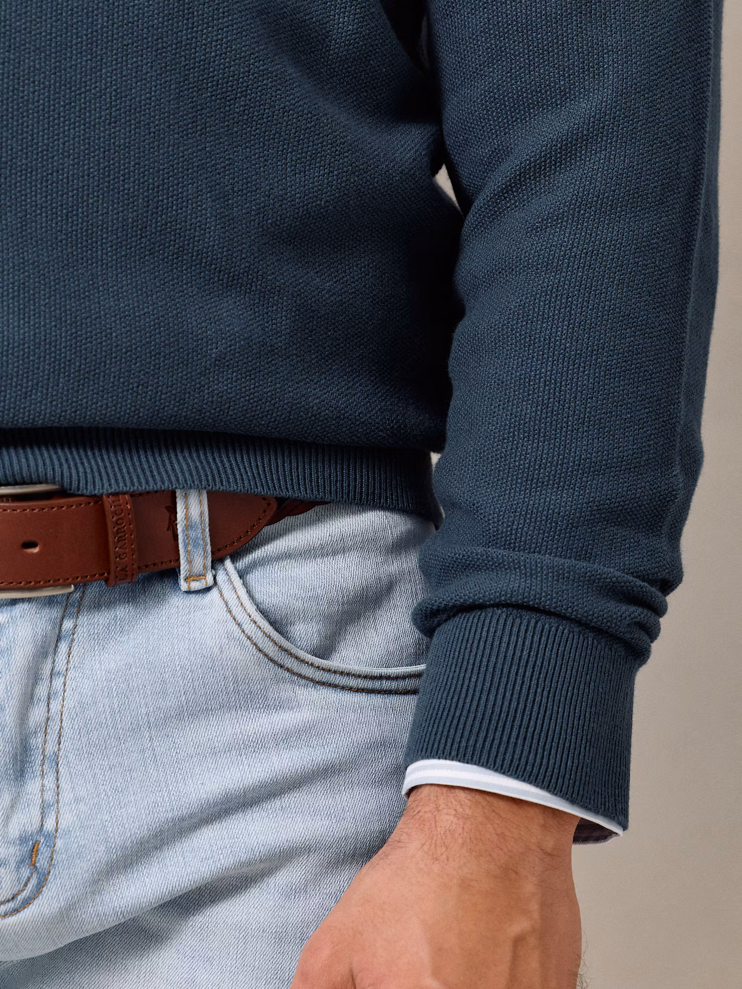 Pull à Structure Demi-Fermeture Éclair | Bleu Lac