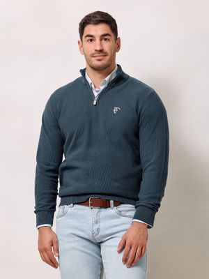 Half-Zip Structured Sweater | Lake Blue