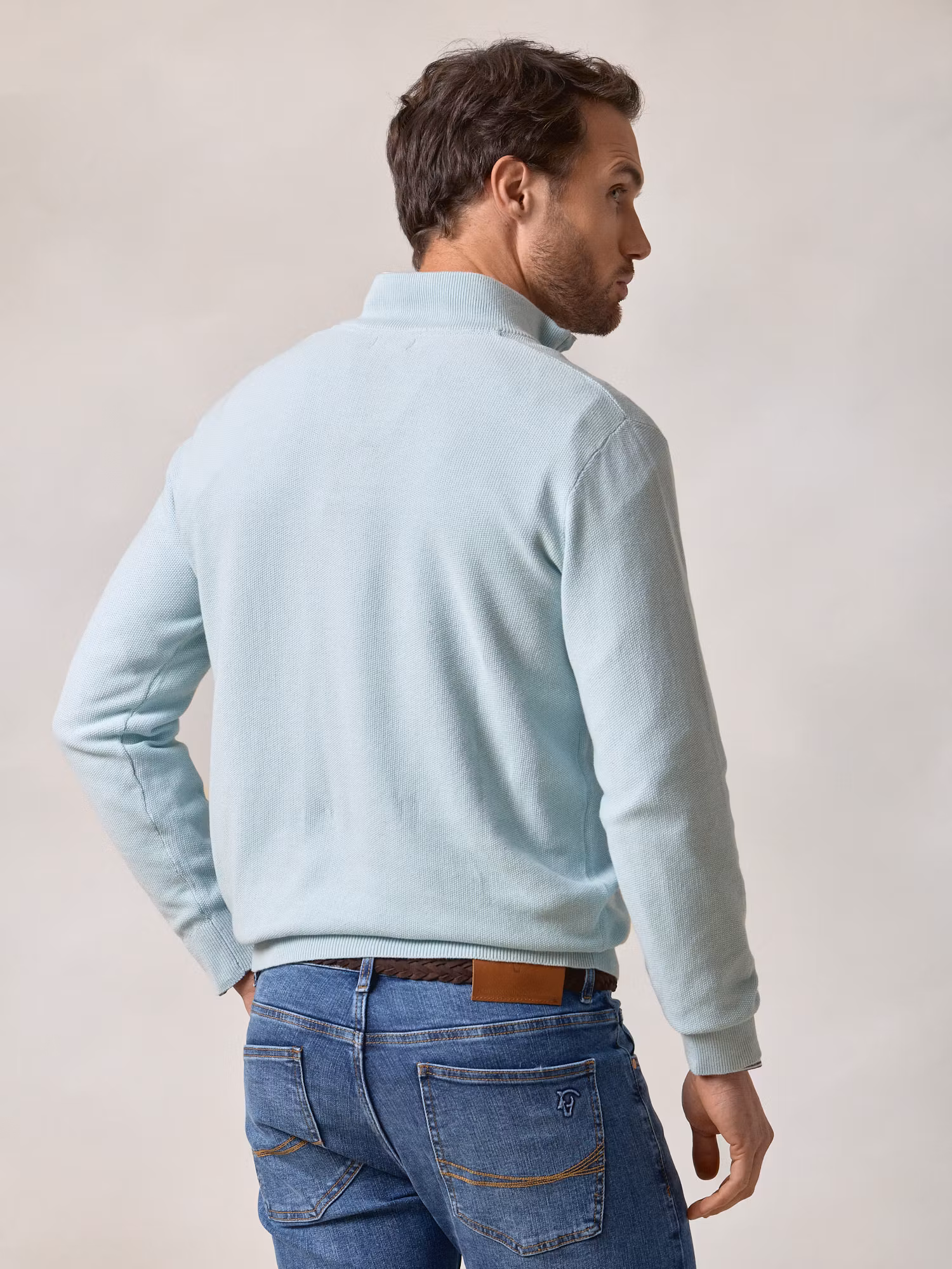 Pull à Structure Demi-Fermeture Éclair | Bleu Oxford