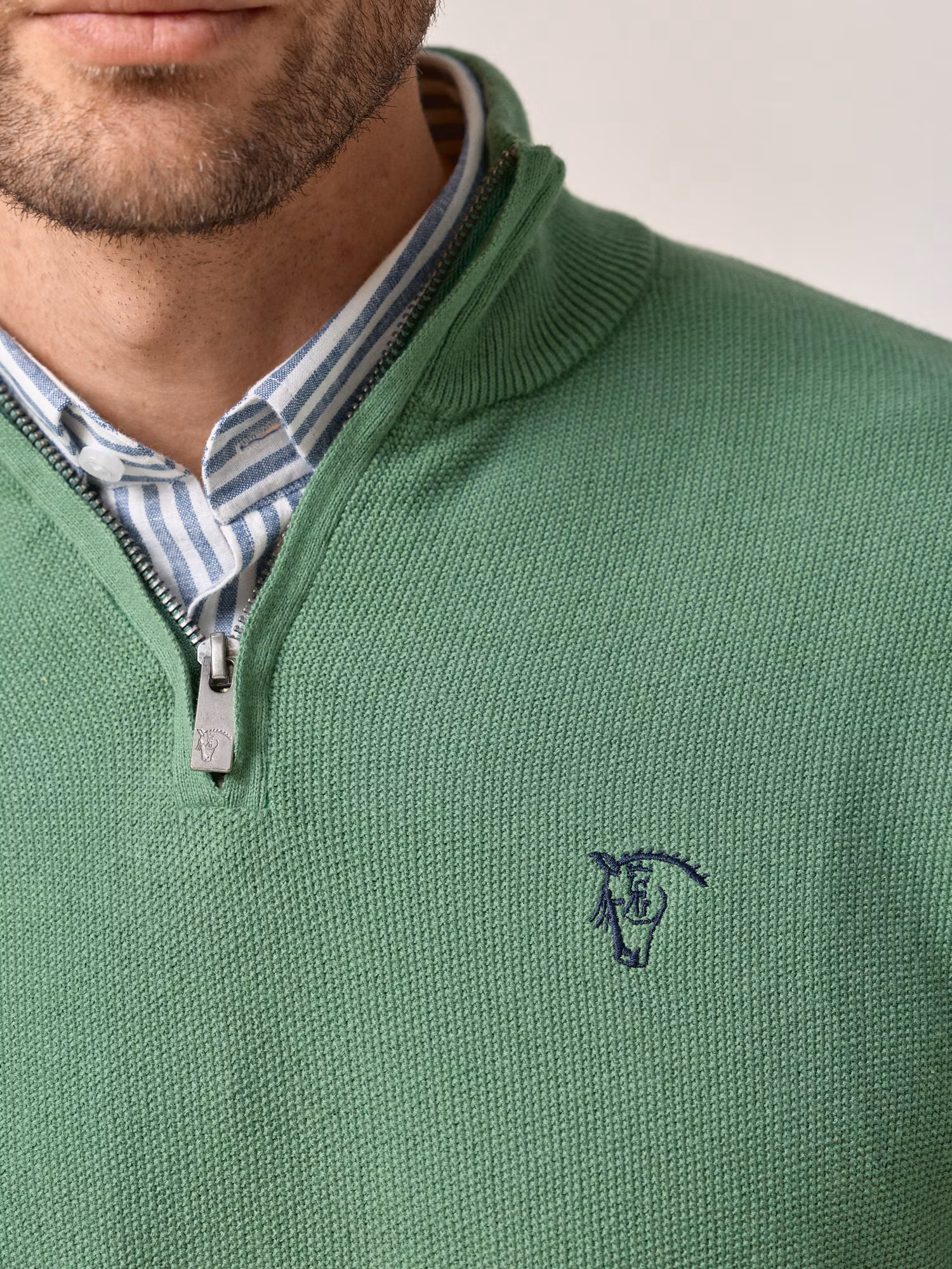 Pull à Structure Demi-Fermeture Éclair | Vert Lierre