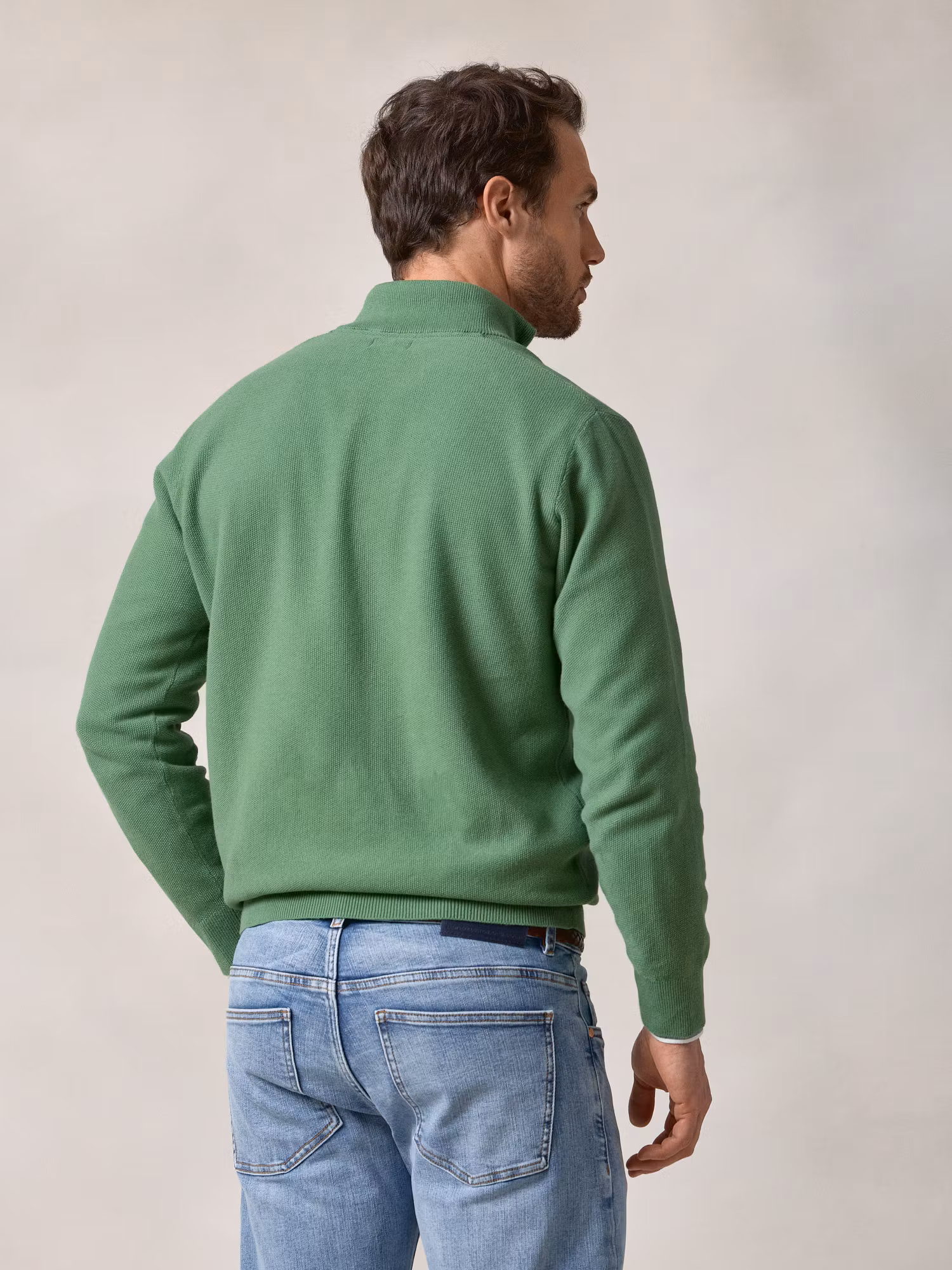 Pull à Structure Demi-Fermeture Éclair | Vert Lierre