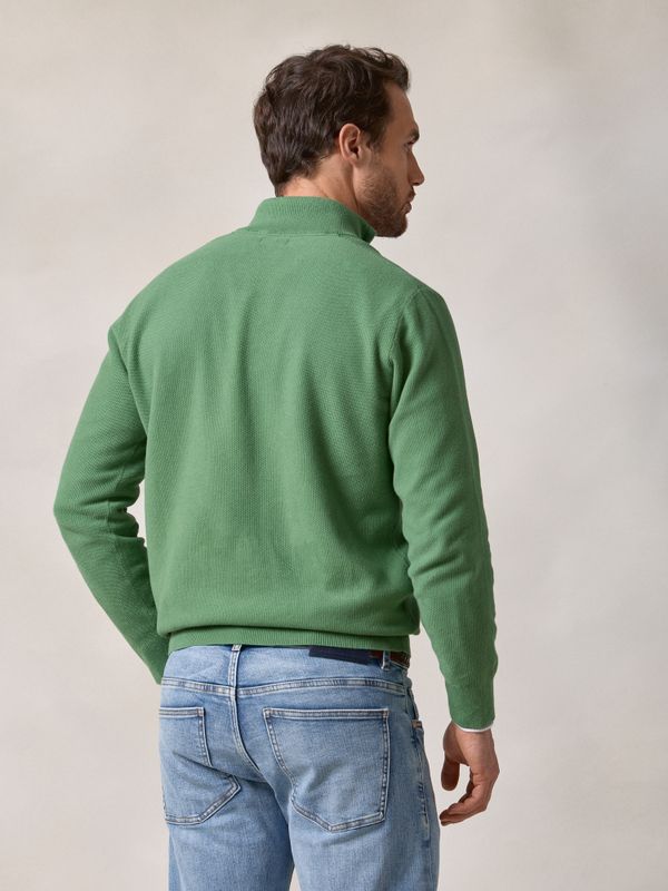 Suéter de Estrutura com Meio Zíper | Verde Hera
