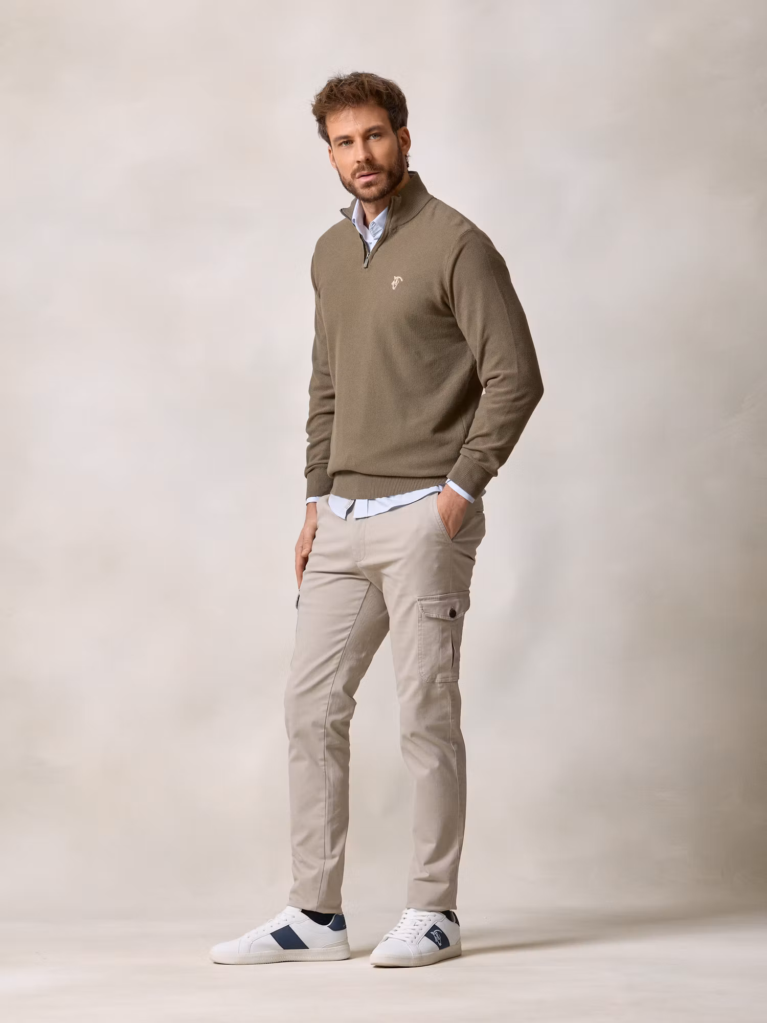 Pull à Structure Demi-Fermeture Éclair | Vert Olive