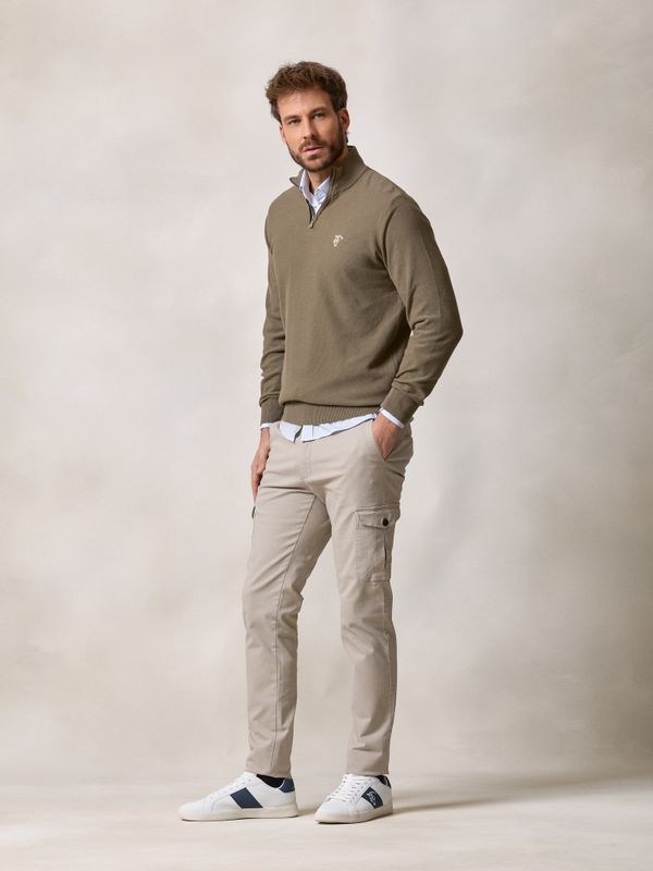 Pull à Structure Demi-Fermeture Éclair | Vert Olive