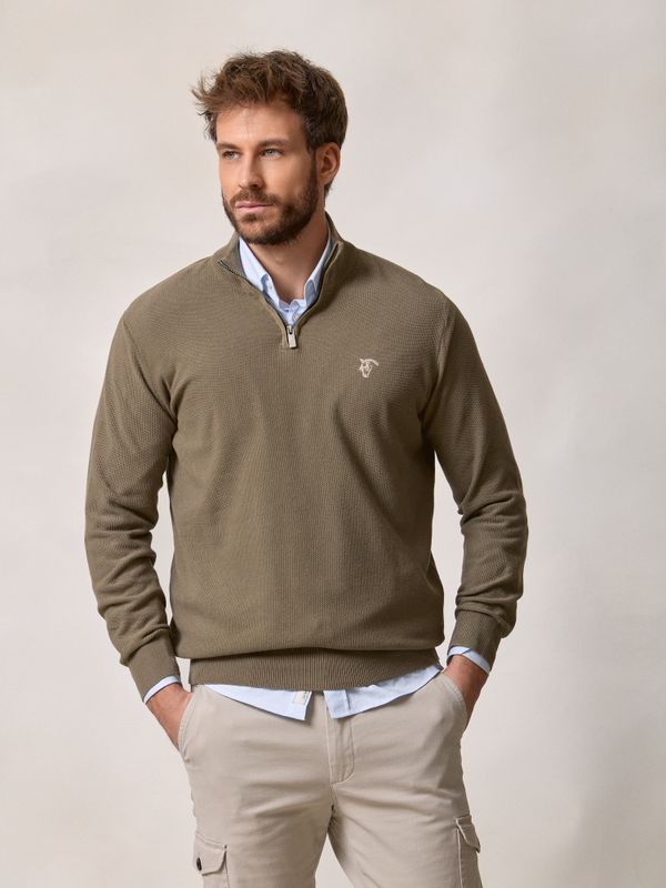 Pull à Structure Demi-Fermeture Éclair | Vert Olive