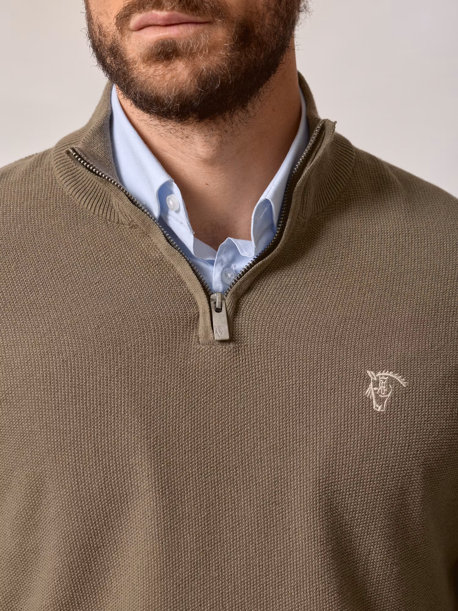 Pull à Structure Demi-Fermeture Éclair | Vert Olive