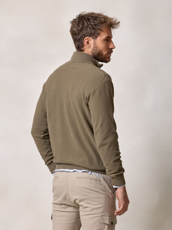 Pull à Structure Demi-Fermeture Éclair | Vert Olive