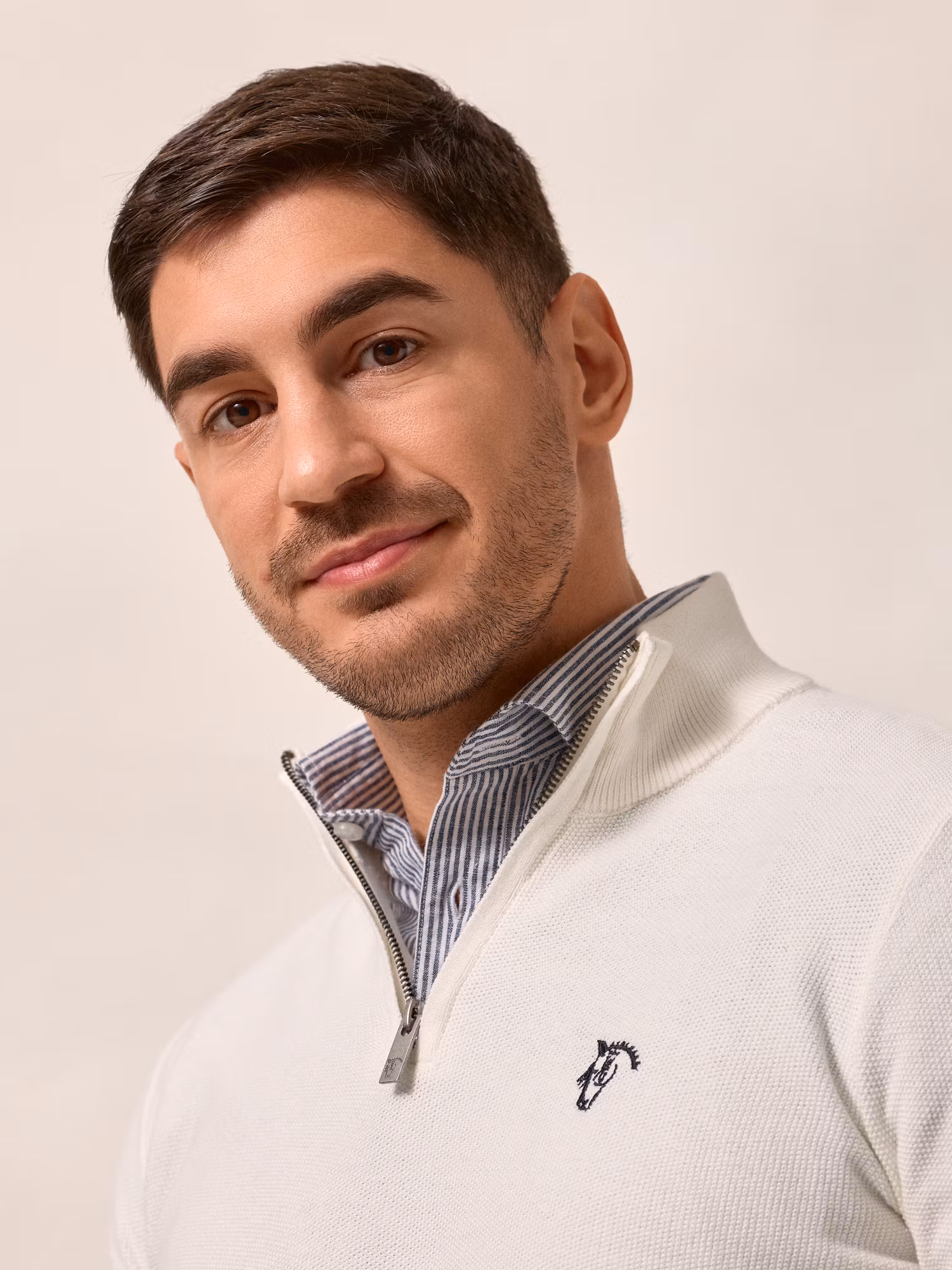 Pull à Structure Demi-Fermeture Éclair | Écru