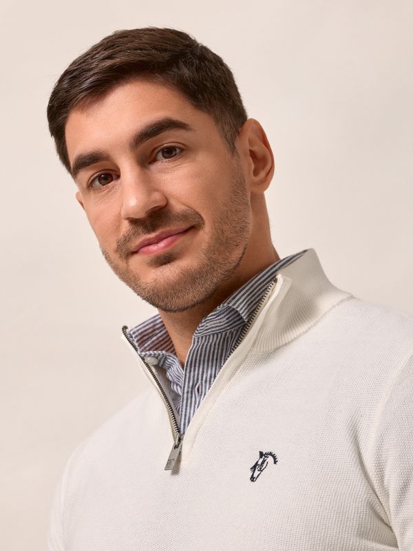 Pull à Structure Demi-Fermeture Éclair | Écru