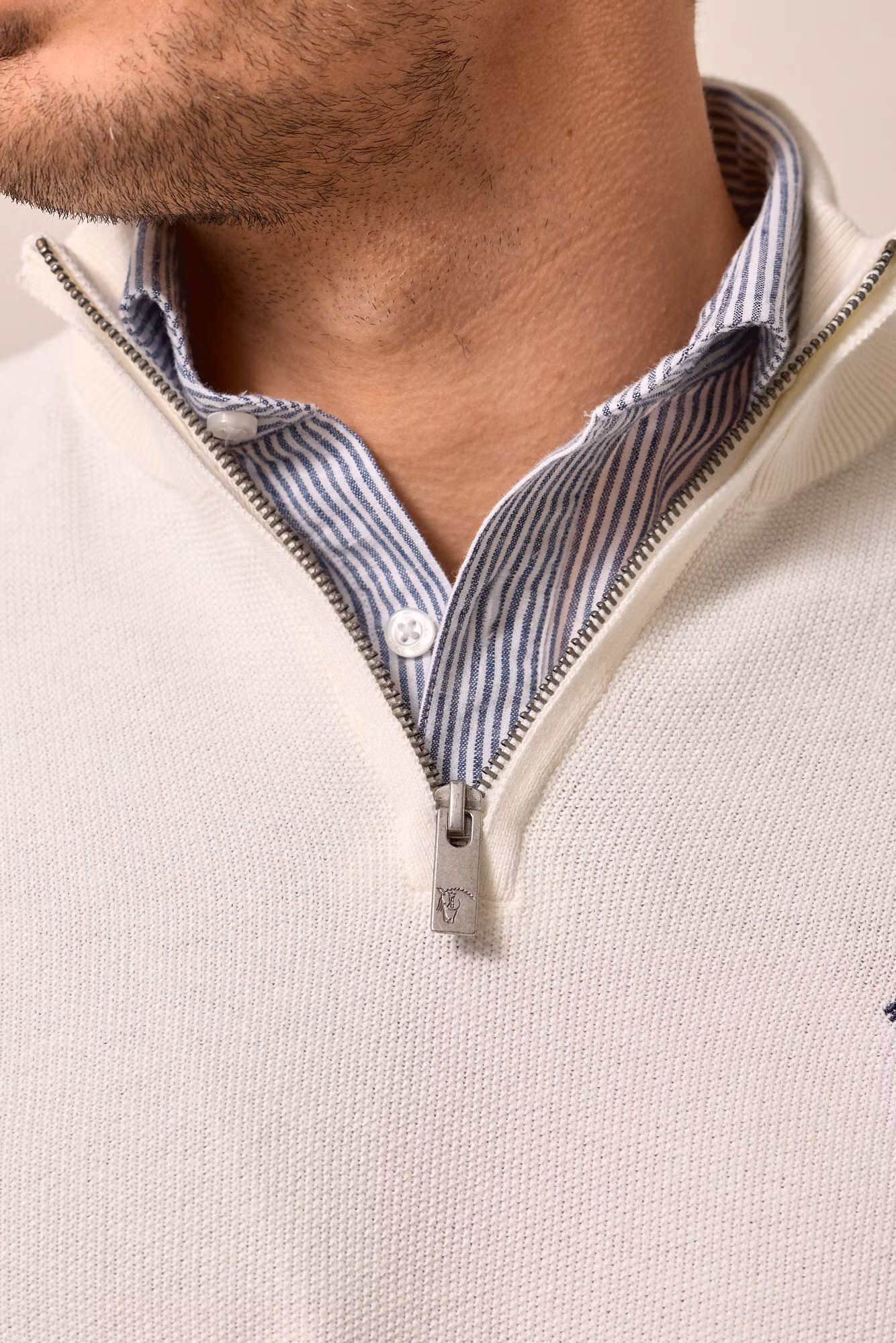 Pull à Structure Demi-Fermeture Éclair | Écru