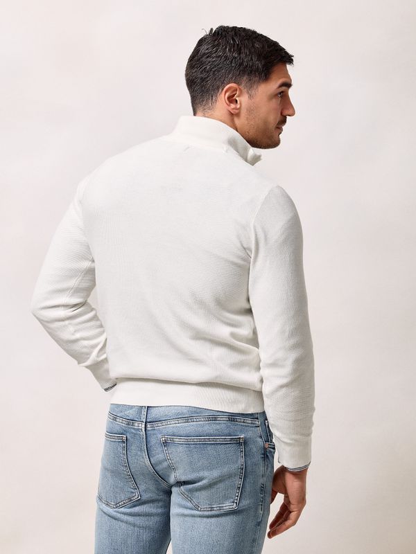 Suéter de Estrutura com Meio Zíper | Cru