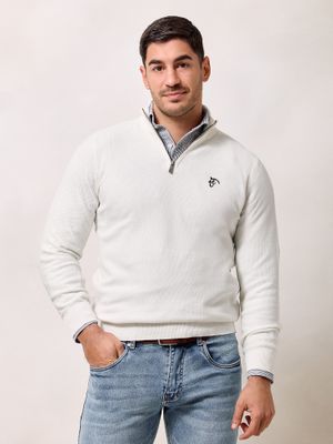 Half-Zip Structured Sweater | Ecru