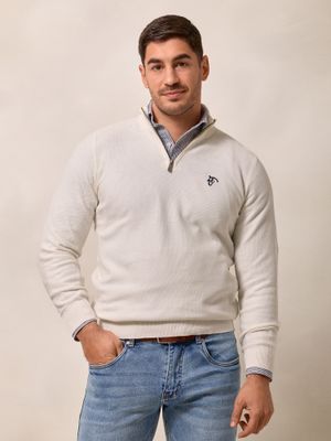 Half-Zip Structured Sweater | Ecru