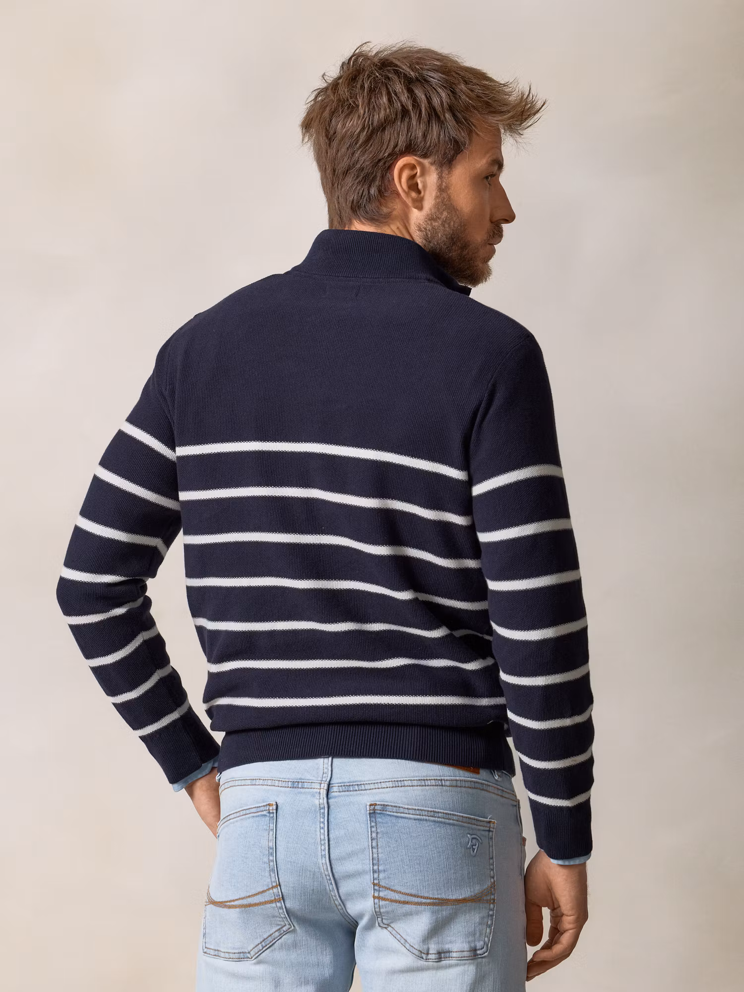 Pull à Structure Demi-Fermeture Éclair | Bleu Marine