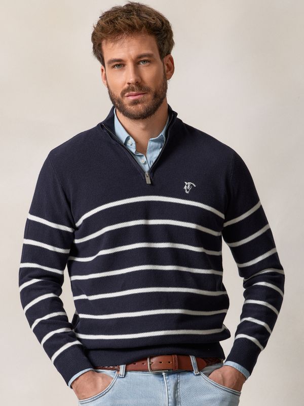 Half-Zip Structured Sweater | Navy Blue