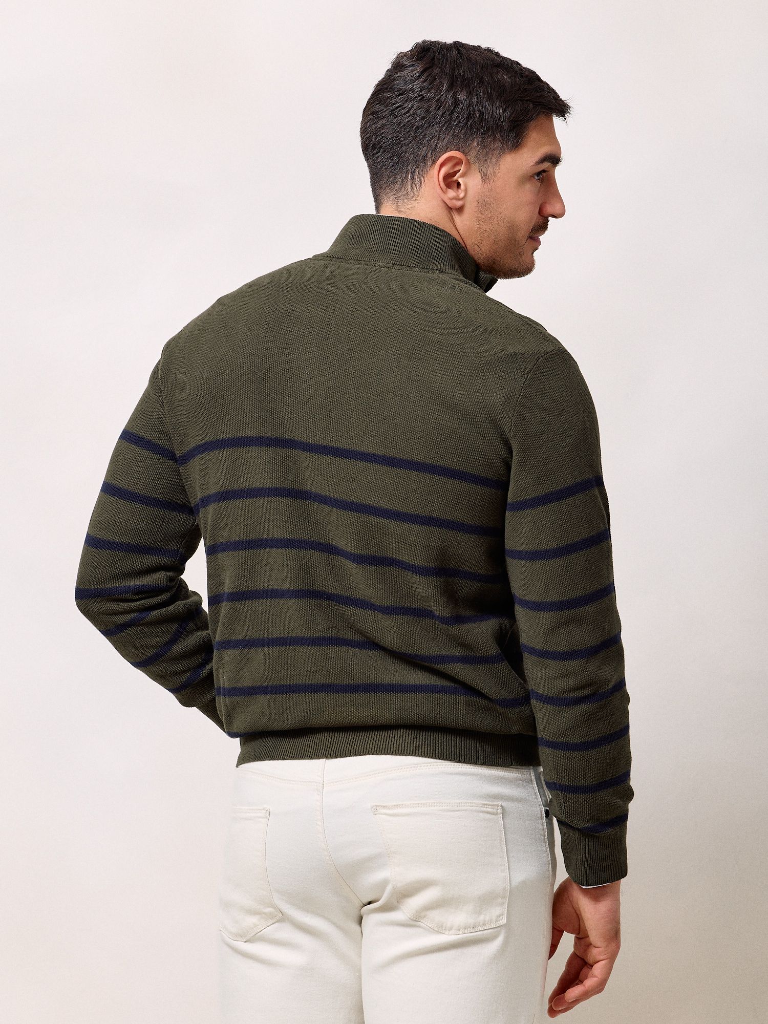 Pull à Structure Demi-Fermeture Éclair | Vert Chasse