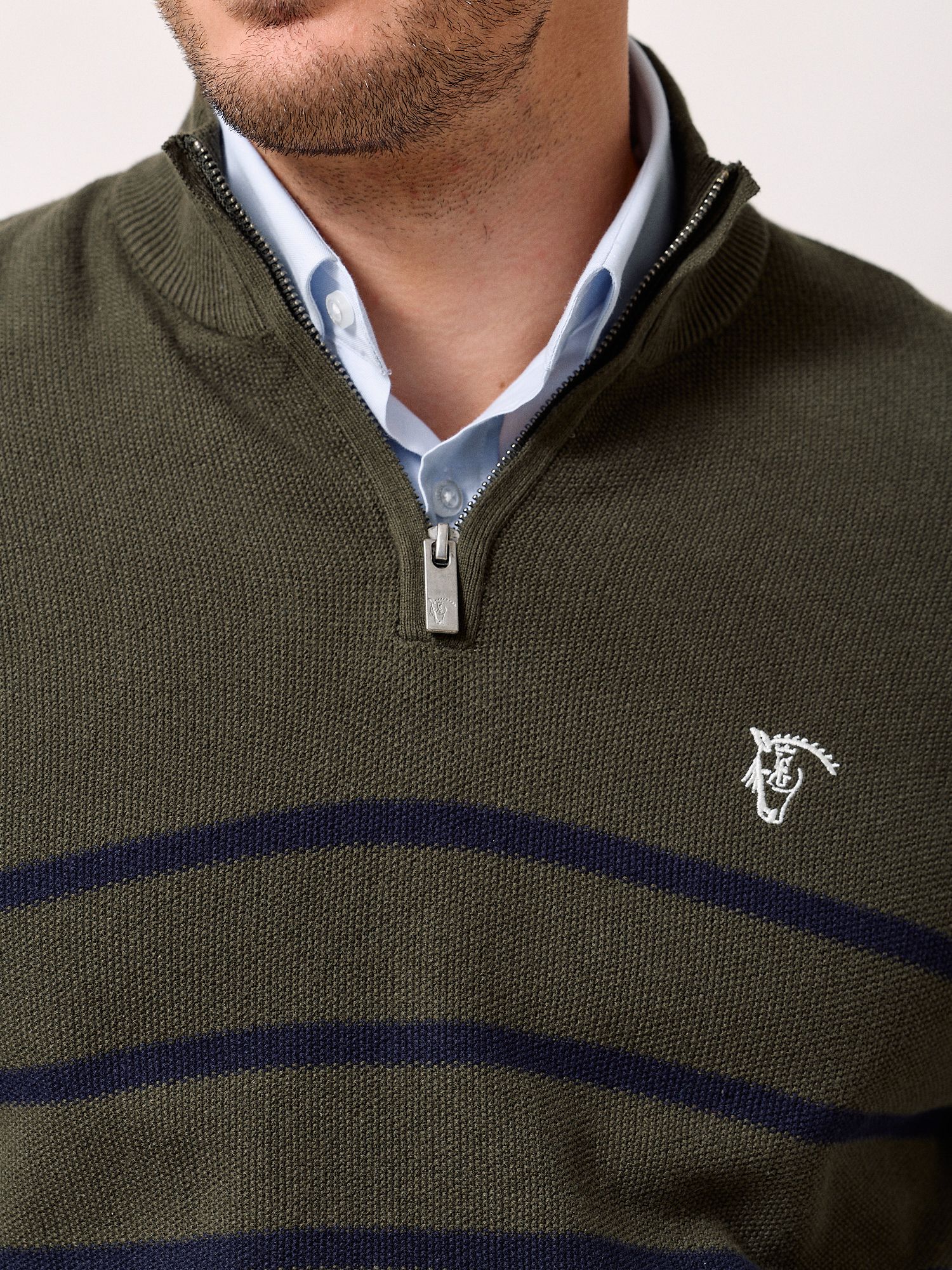 Pull à Structure Demi-Fermeture Éclair | Vert Chasse