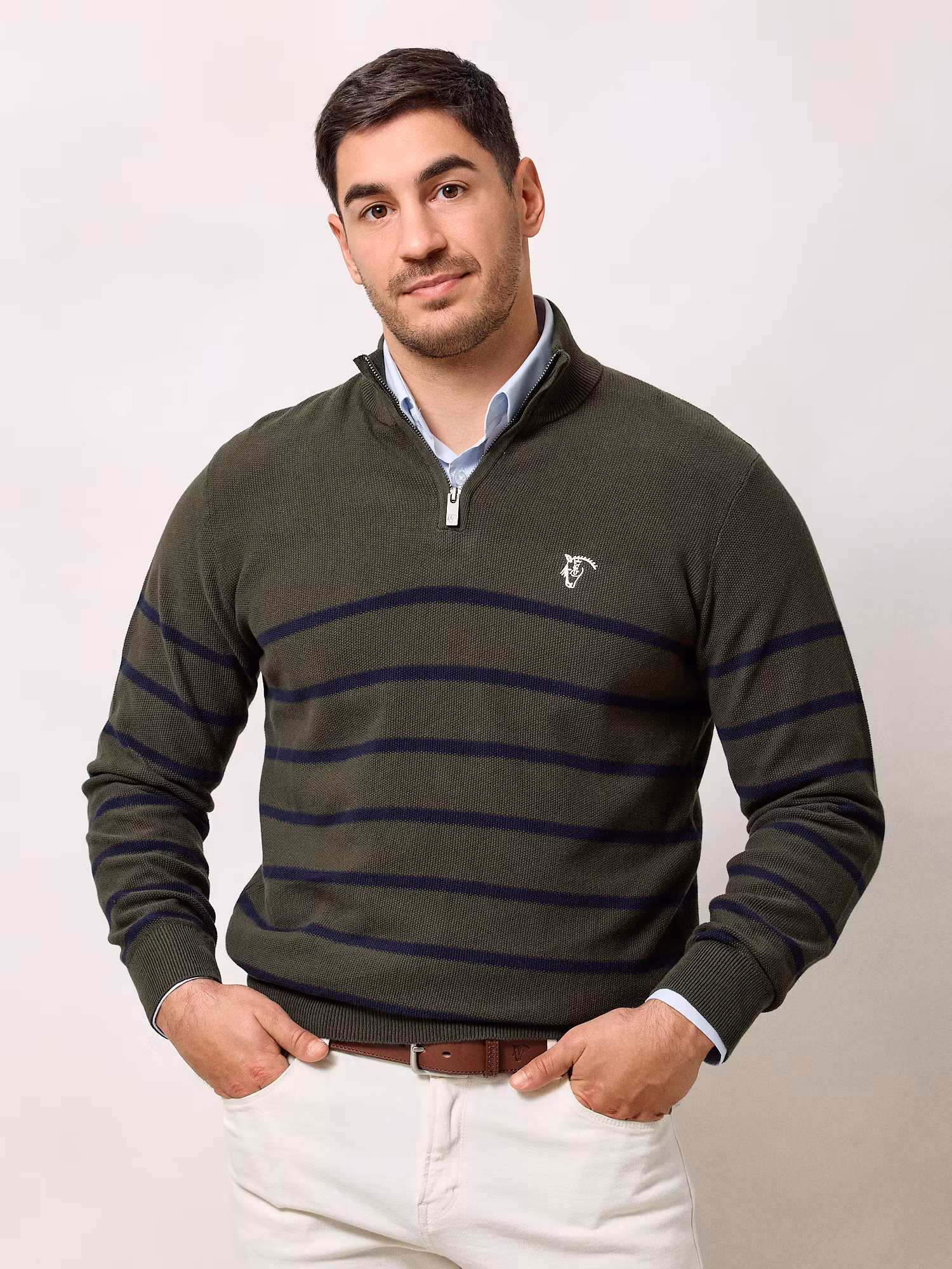 Half-Zip Structured Sweater | Hunter Green