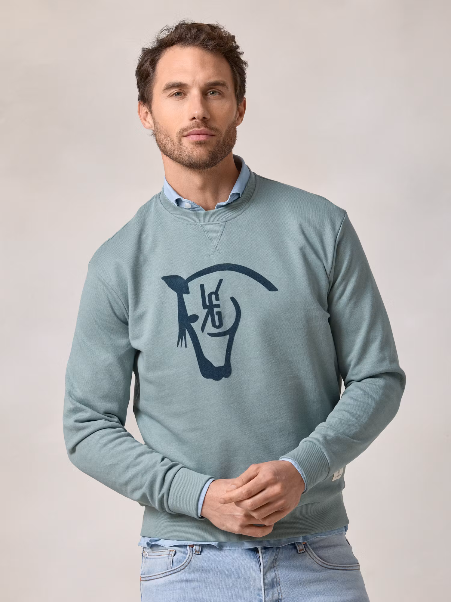 Horse Flock Sweatshirt | Ocean Blue