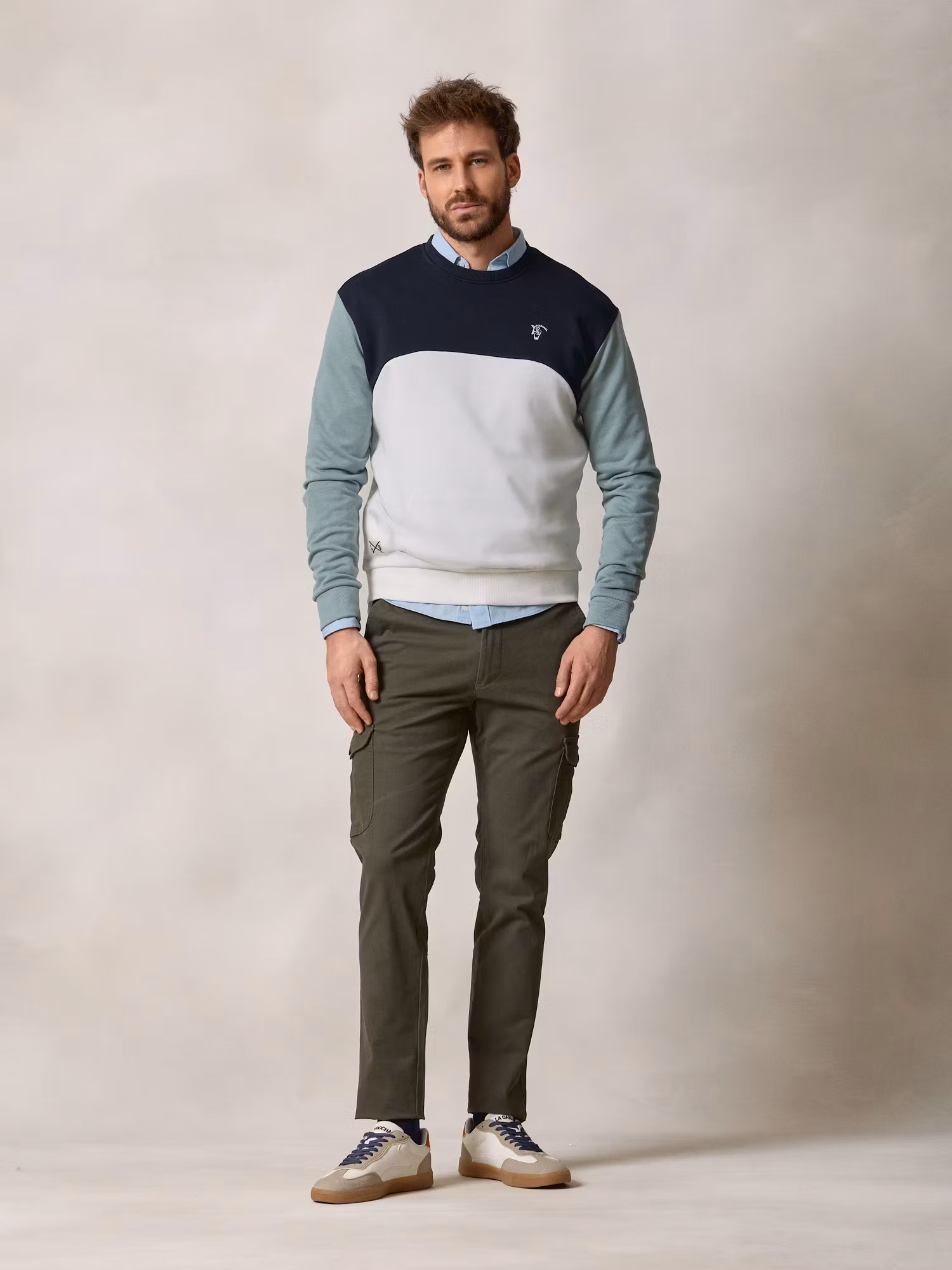 Multicolor Crew Neck Sweatshirt | Navy Blue