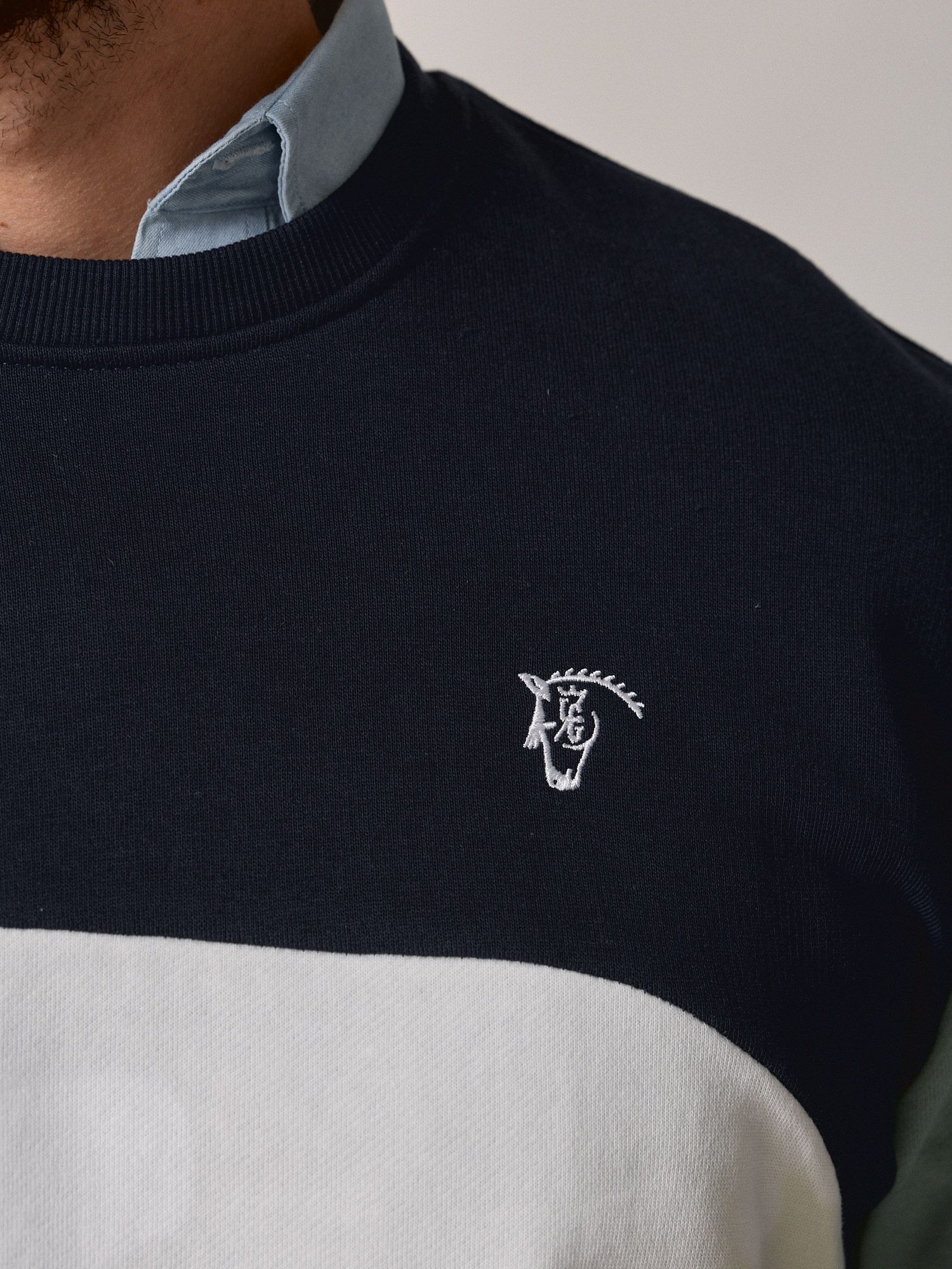 Multicolor Crew Neck Sweatshirt | Navy Blue