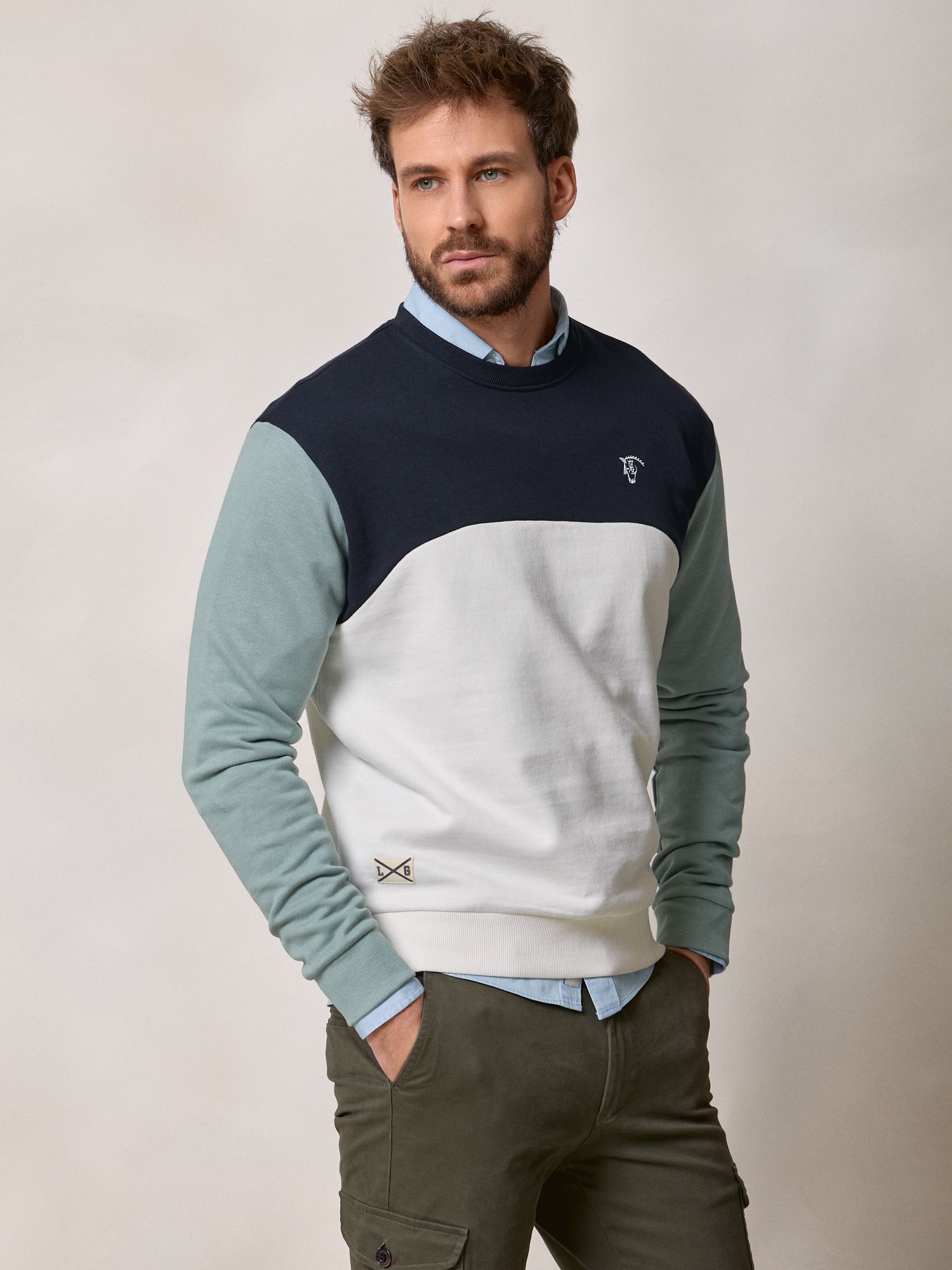 Multicolor Crew Neck Sweatshirt | Navy Blue