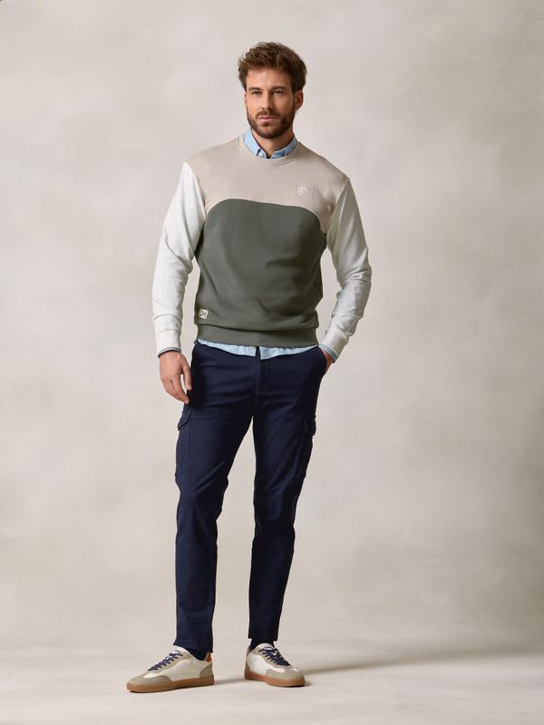 Multicolor Crew Neck Sweatshirt | Khaki 