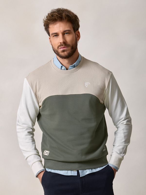 Multicolor Crew Neck Sweatshirt | Khaki 