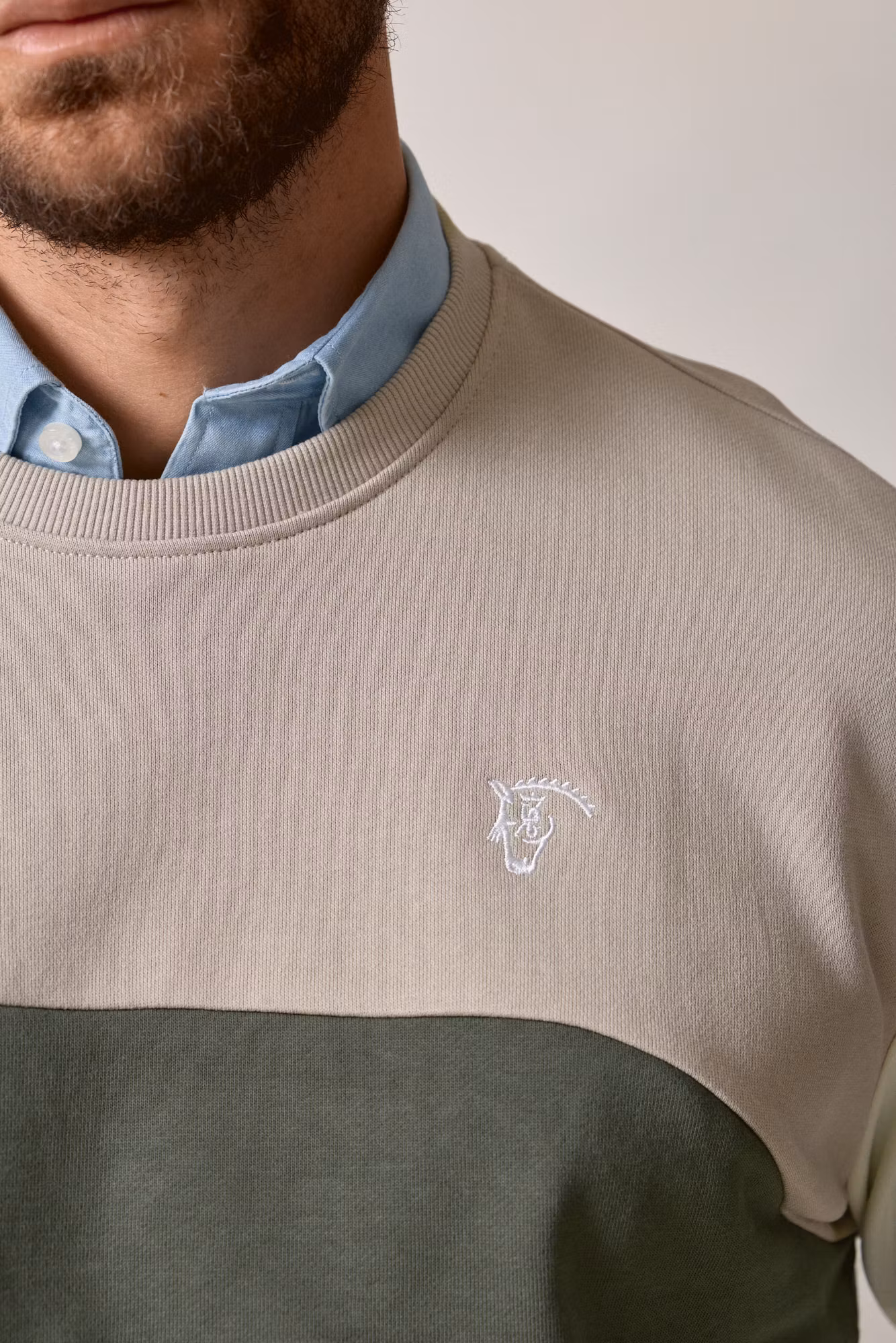 Multicolor Crew Neck Sweatshirt | Khaki 