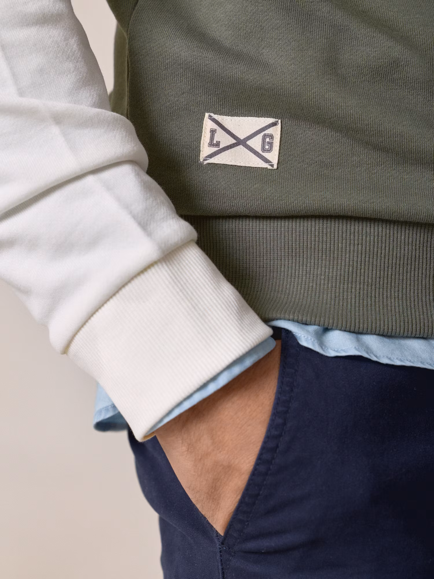 Multicolor Crew Neck Sweatshirt | Khaki 