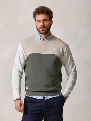 Sweatshirt à Col Boîte Multicolore | Kaki 