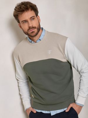 Sweatshirt Com Gola Redonda Multicolorido | Cáqui