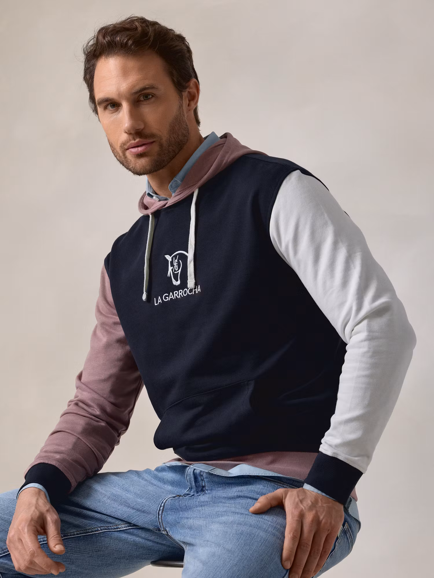 Multicolour Hooded | Navy Blue