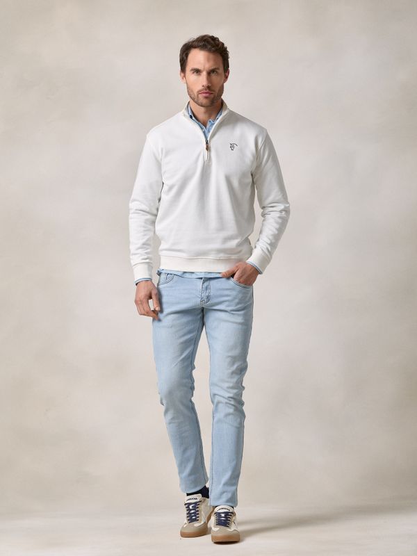 Sweat-shirt à demi-zip basique | Écru