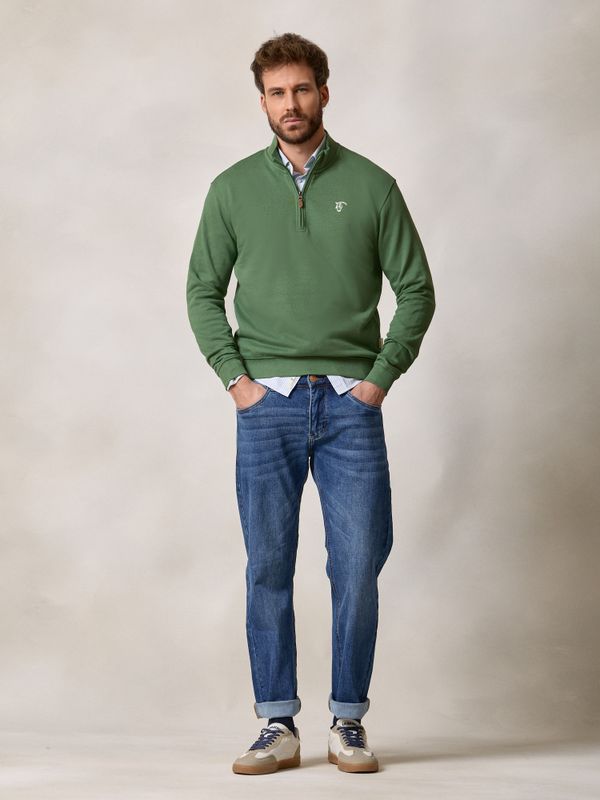Sweat-shirt à demi-zip basique | Vert Lierre