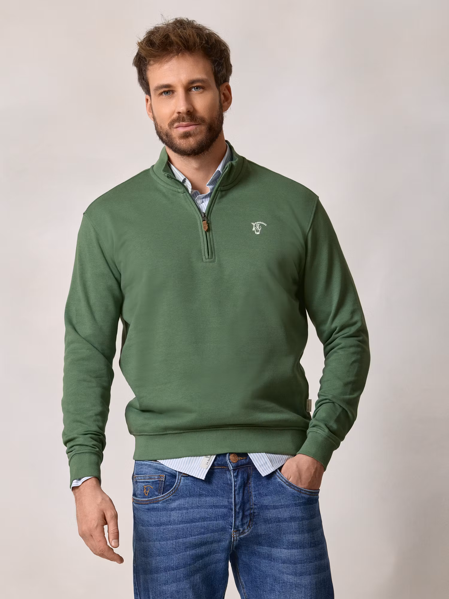 Basic Half-Zip Sweatshirt | Ivy Green