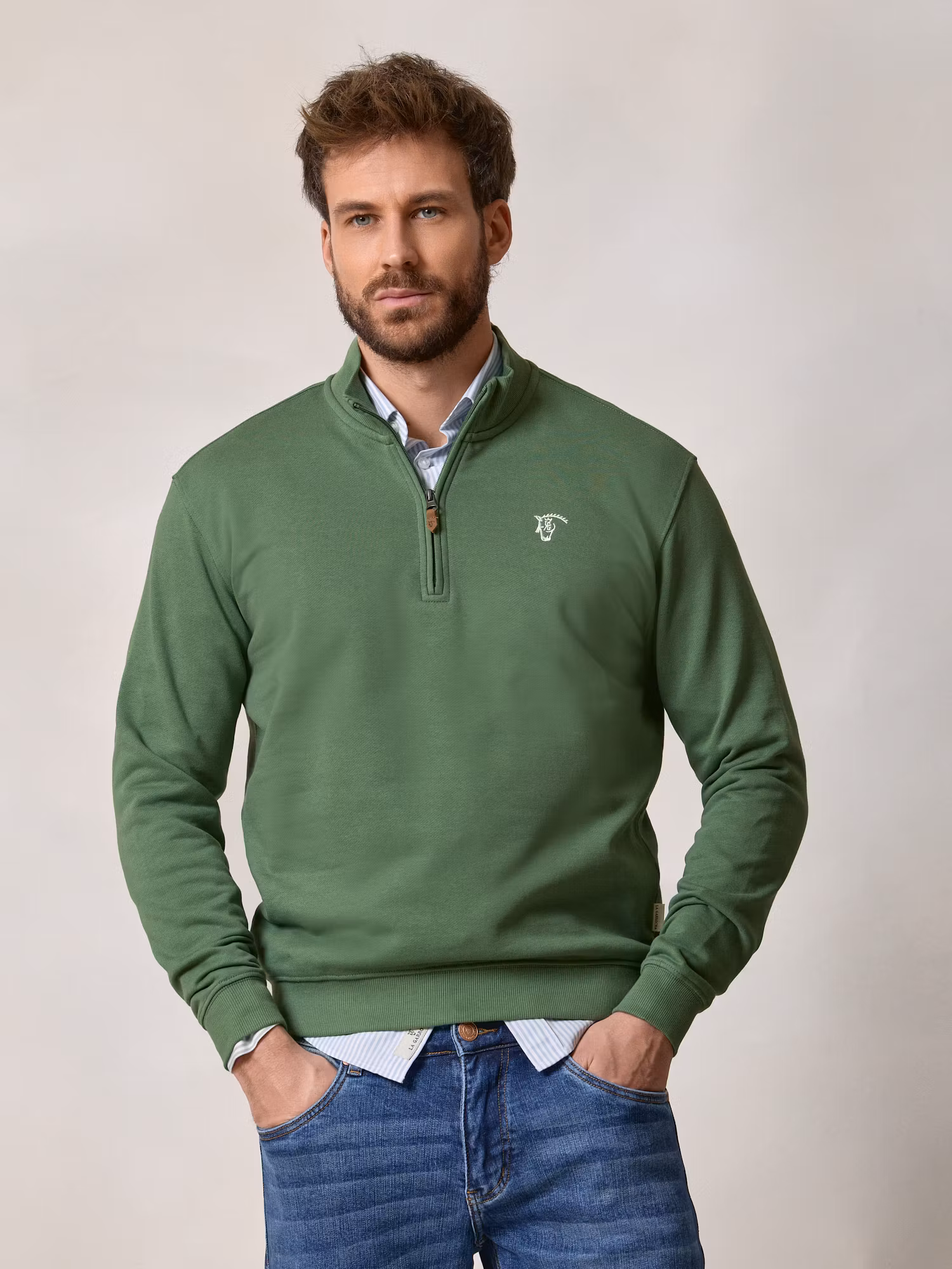 Basic Half-Zip Sweatshirt | Ivy Green