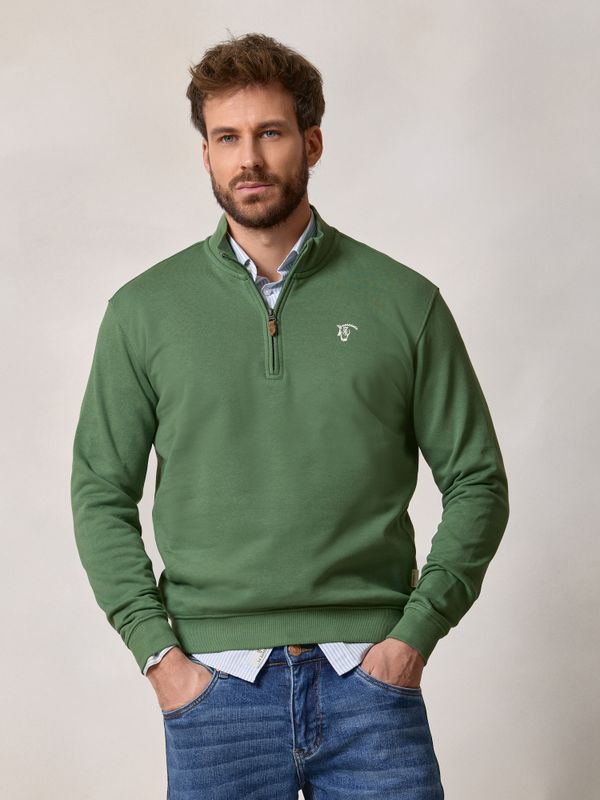 Sweat-shirt à demi-zip basique | Vert Lierre