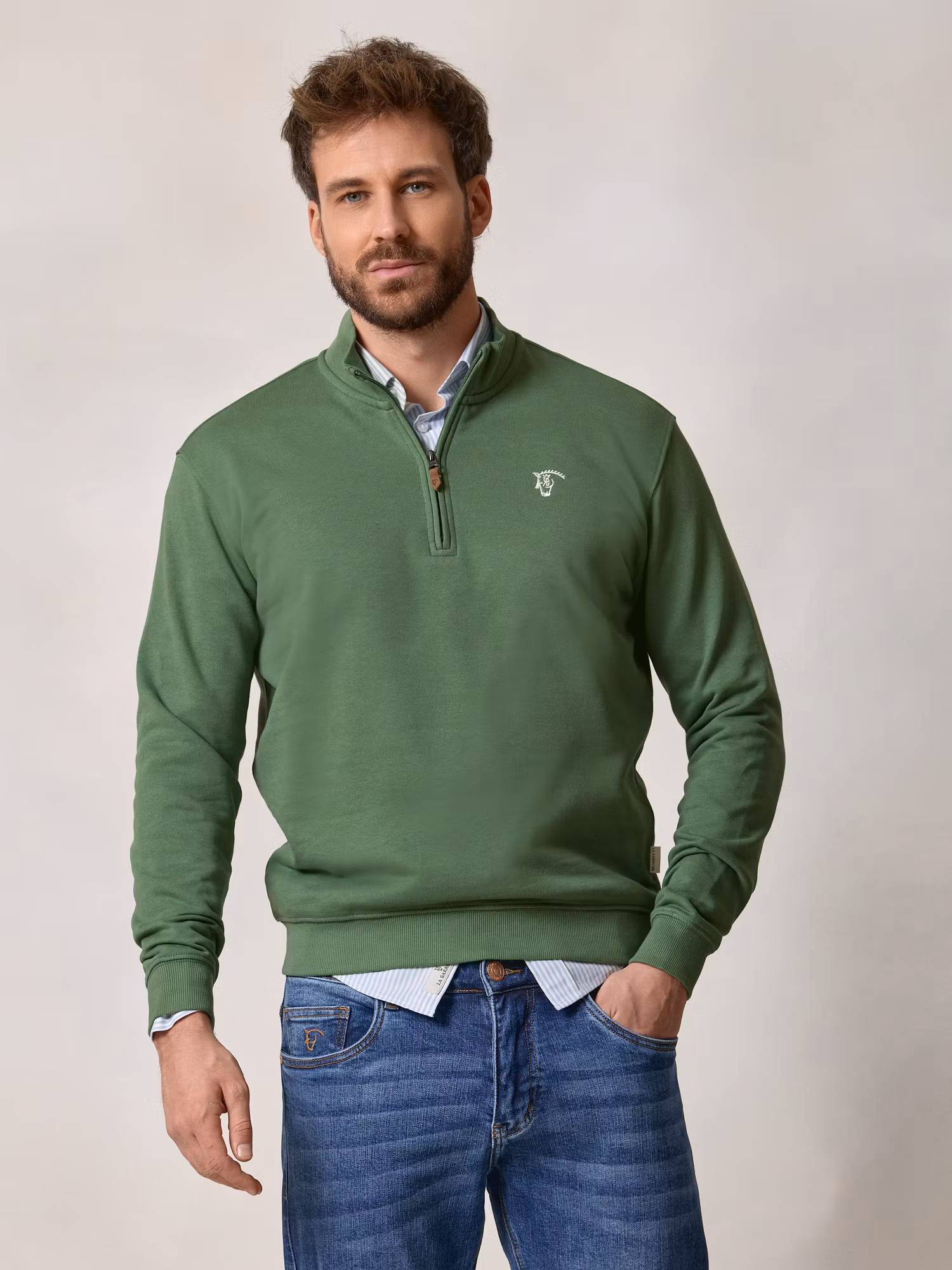 Basic Half-Zip Sweatshirt | Ivy Green