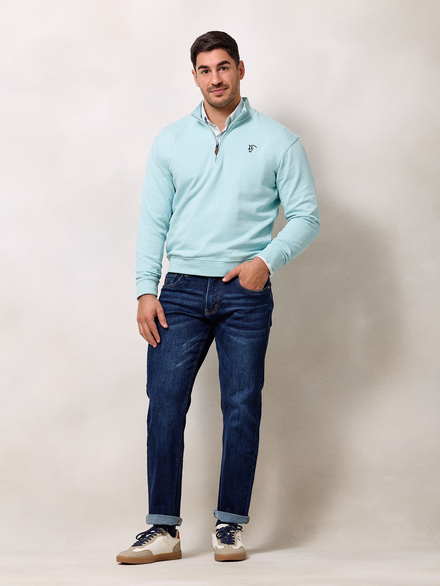 Basic Half-Zip Sweatshirt | Aqua