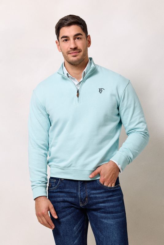 Sweat-shirt à demi-zip basique | Aqua