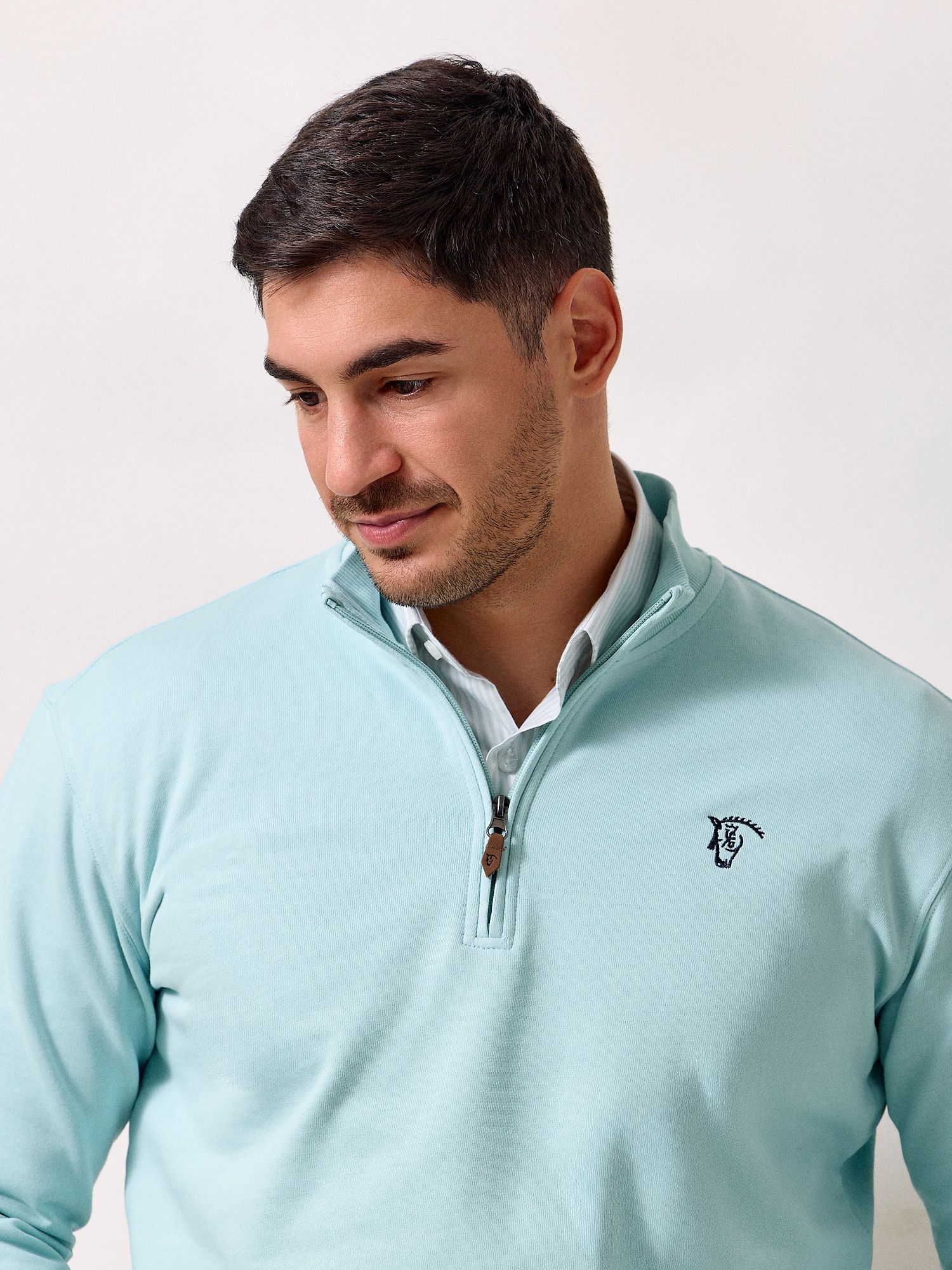 Basic Half-Zip Sweatshirt | Aqua