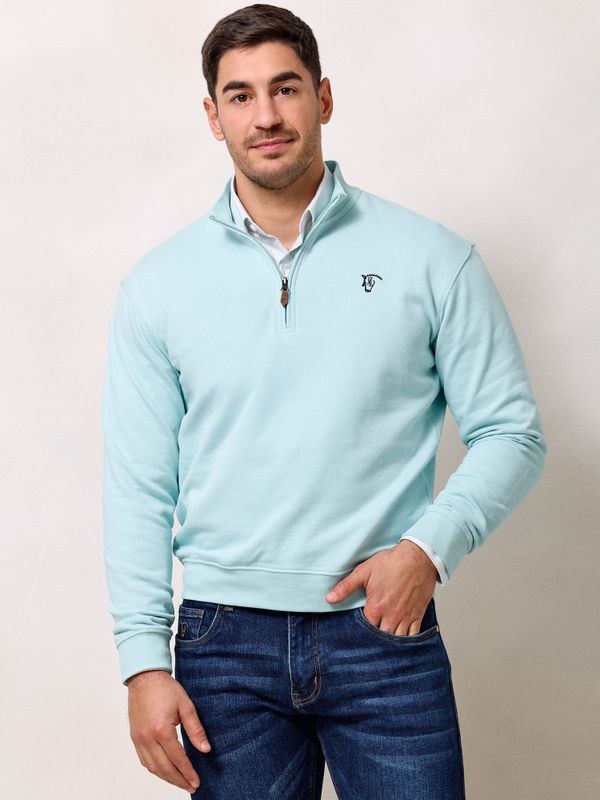 Sweatshirt de meio zíper básico | Azul Água