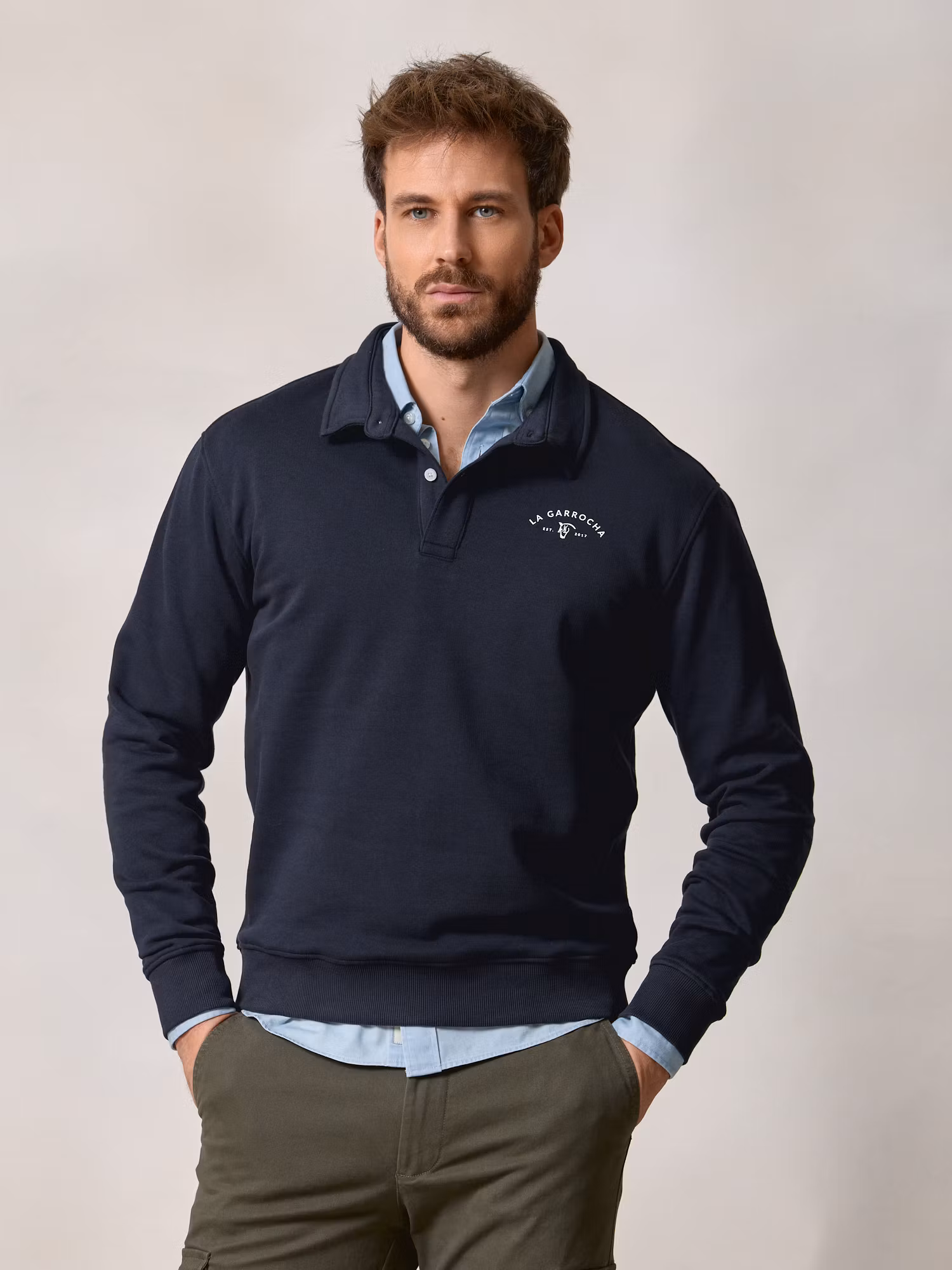 Polo Neck Sweatshirt | Navy Blue