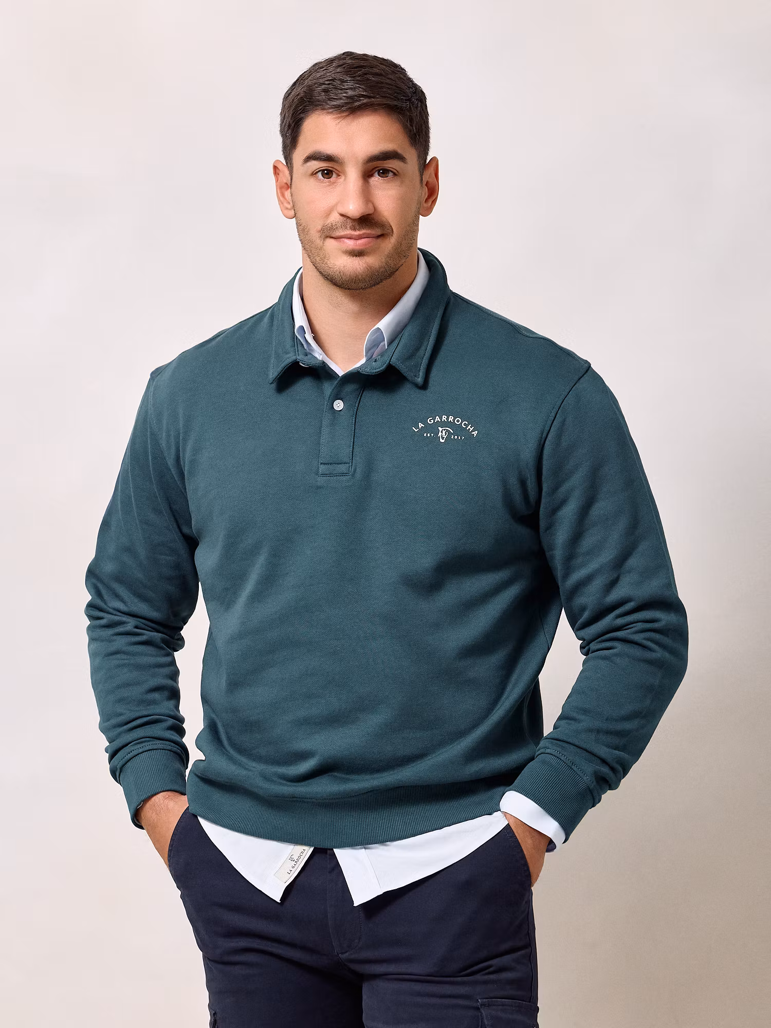 Polo Neck Sweatshirt | Teal