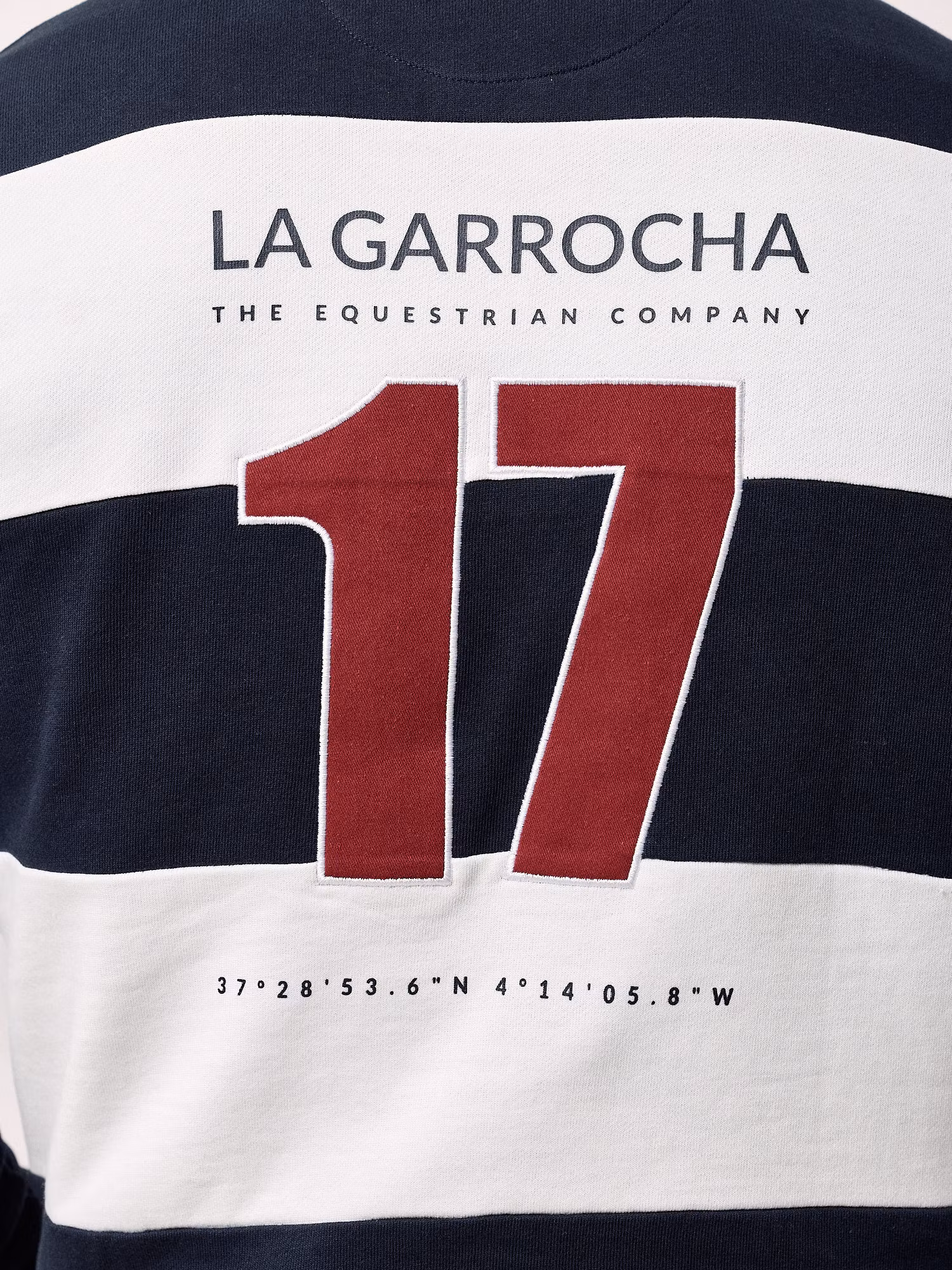 Polo Collar Striped Sweatshirt | Navy Blue